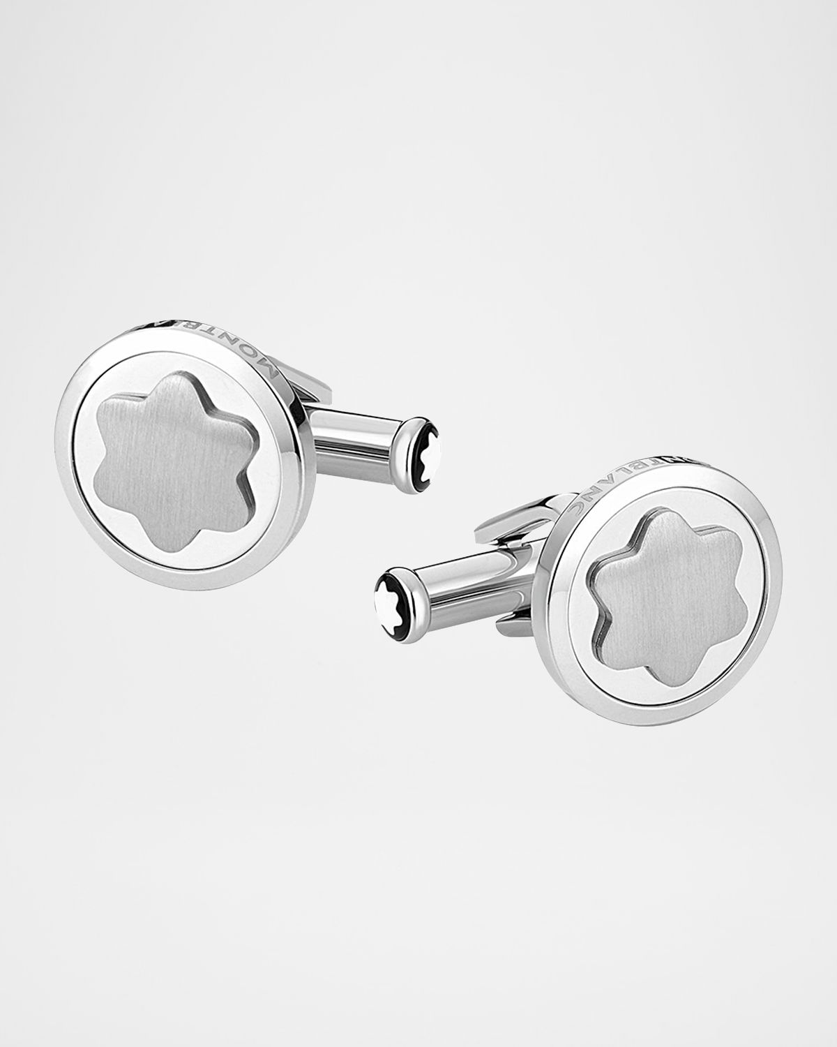 Montblanc Snowcap-Emblem Round Cuff Links, Silvertone