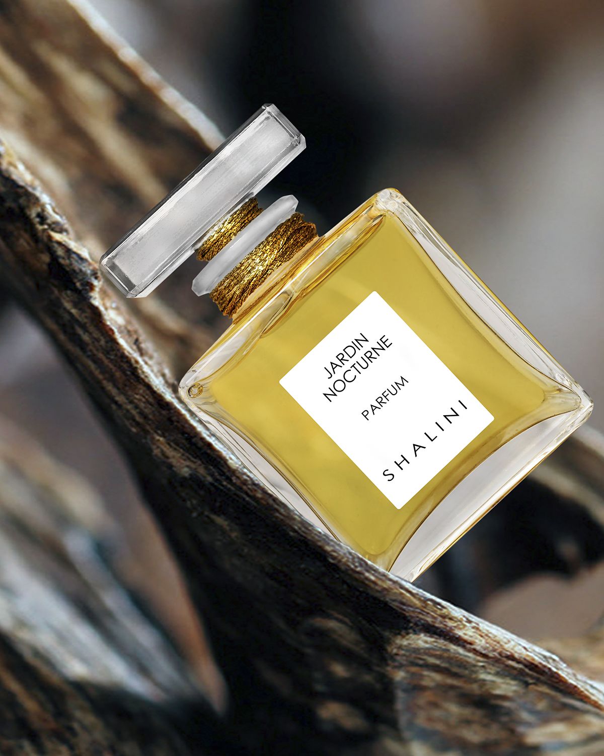 Shalini Parfum Jardin Nocturne Cubique Glass Bottle with Glass Stopper sealed with Gold Thread, 1.7 oz./ 50 mL