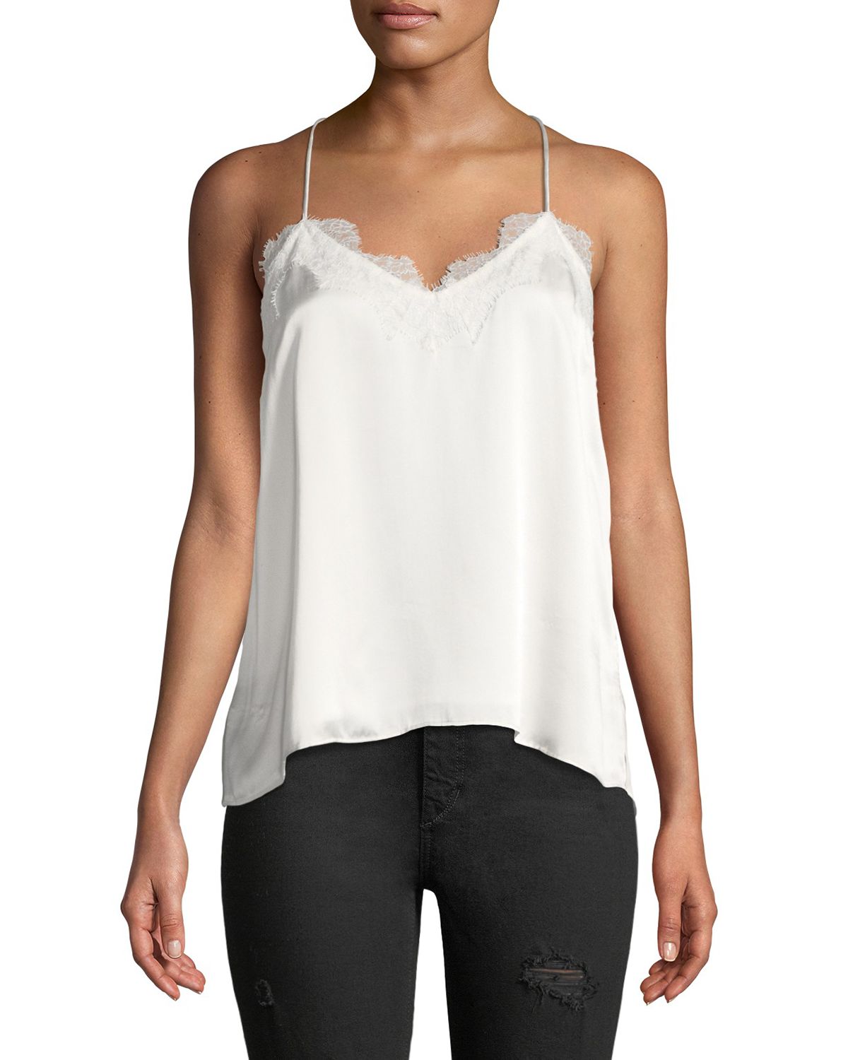 Cami NYC The Racer Silk Charmeuse Camisole w/ Lace