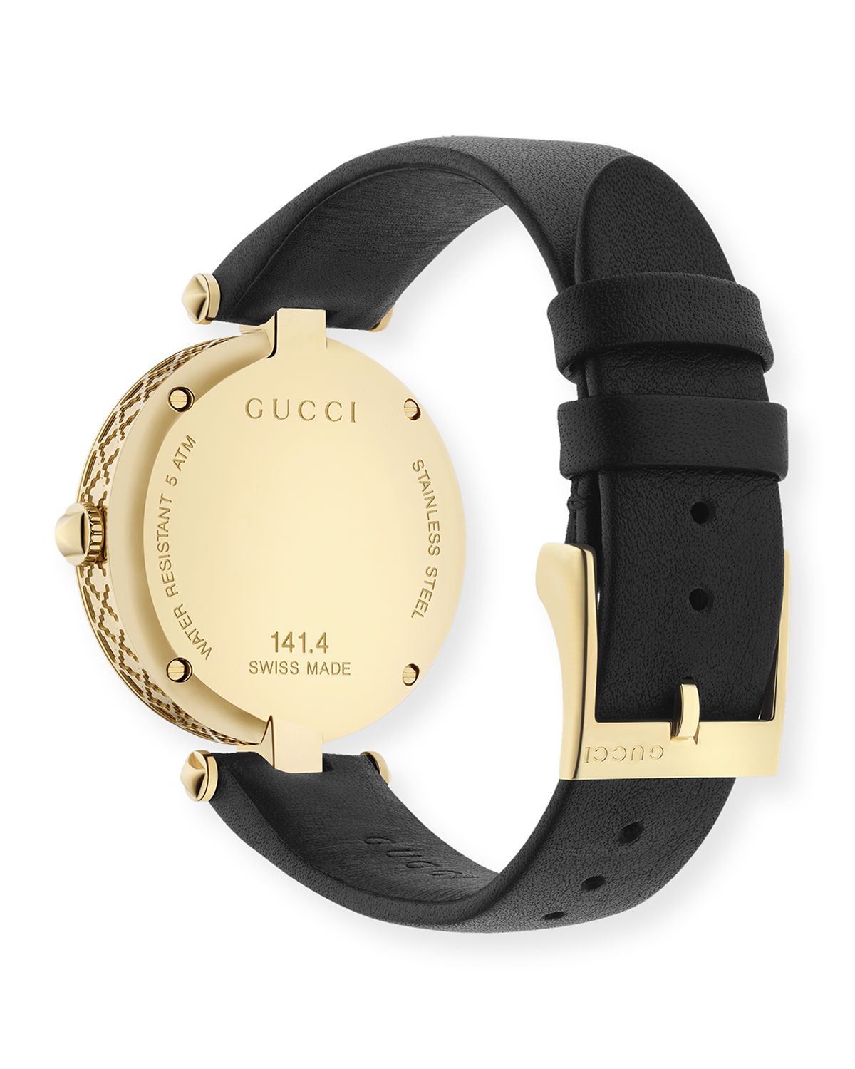 Gucci 32mm Diamantissima Watch w/ Leather Strap, Black/Golden | Thumbnail 2