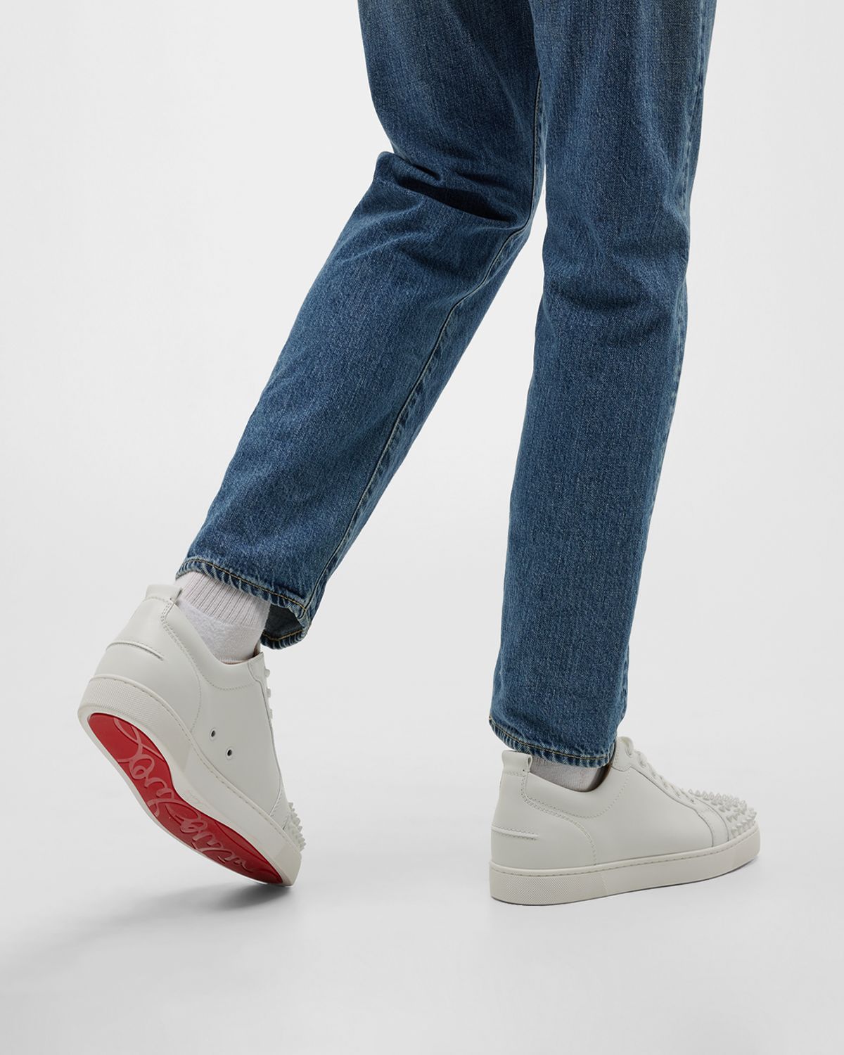 Christian Louboutin Men 's Louis Junior Spiked Low-Top Sneakers
