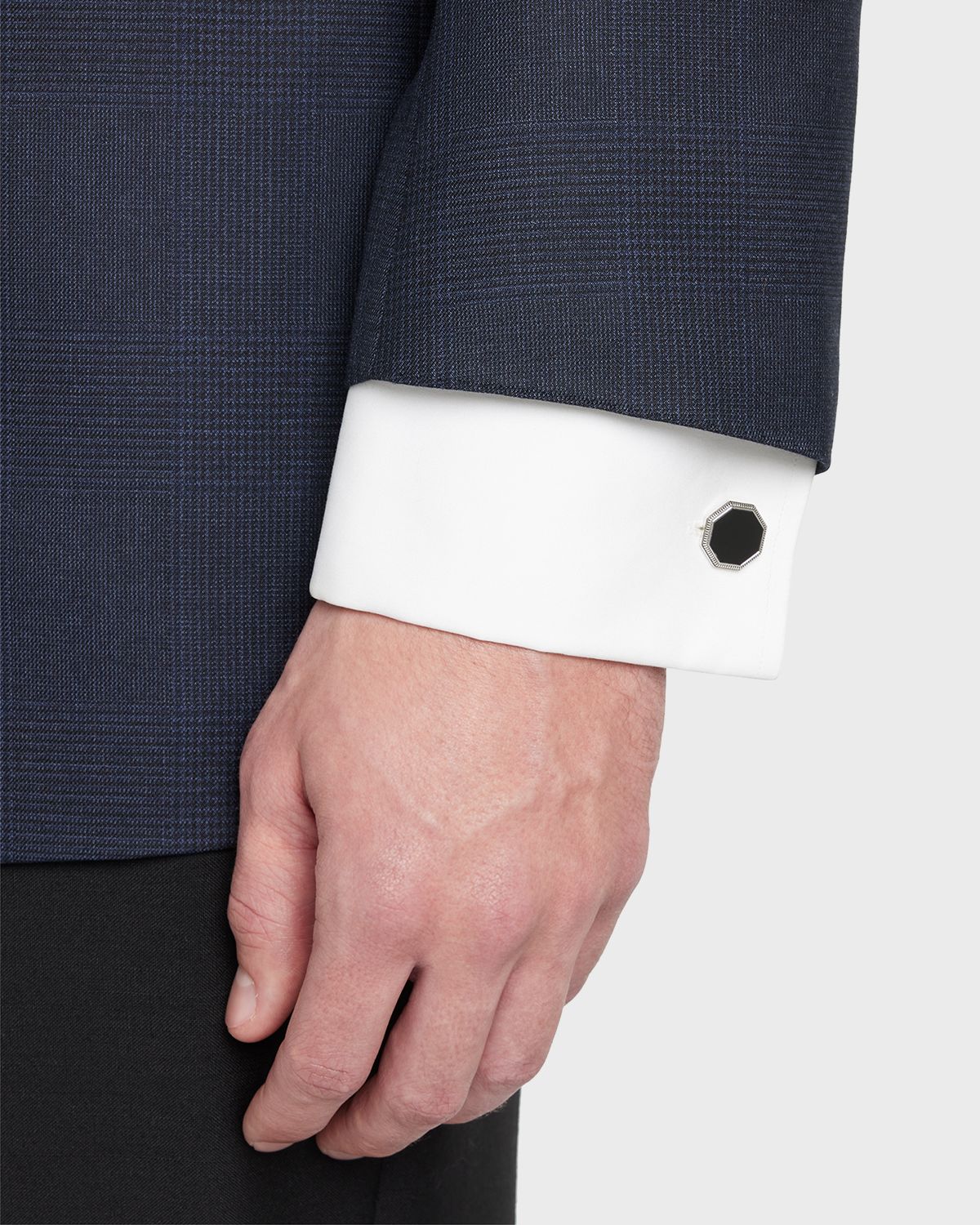 Jan Leslie Men 's 925 Octagon Onyx Cufflinks