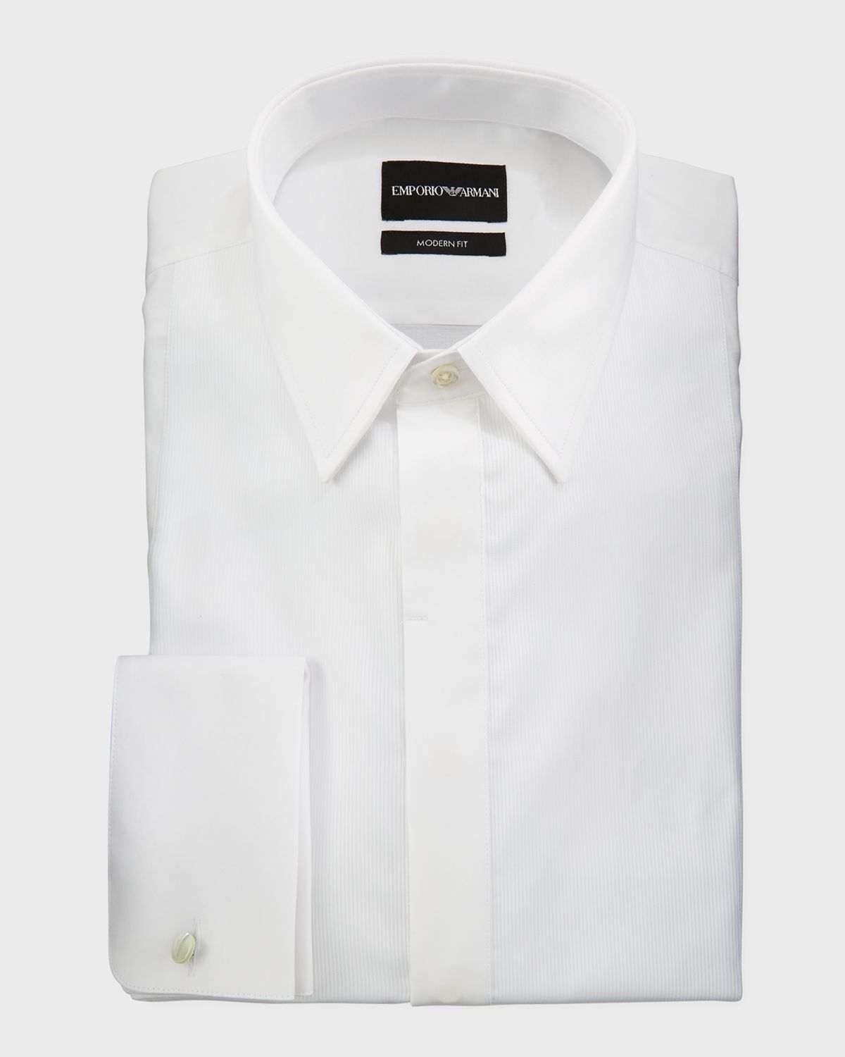 Emporio Armani Men 's Modern Fit Basic Tuxedo Shirt with French Cuffs
