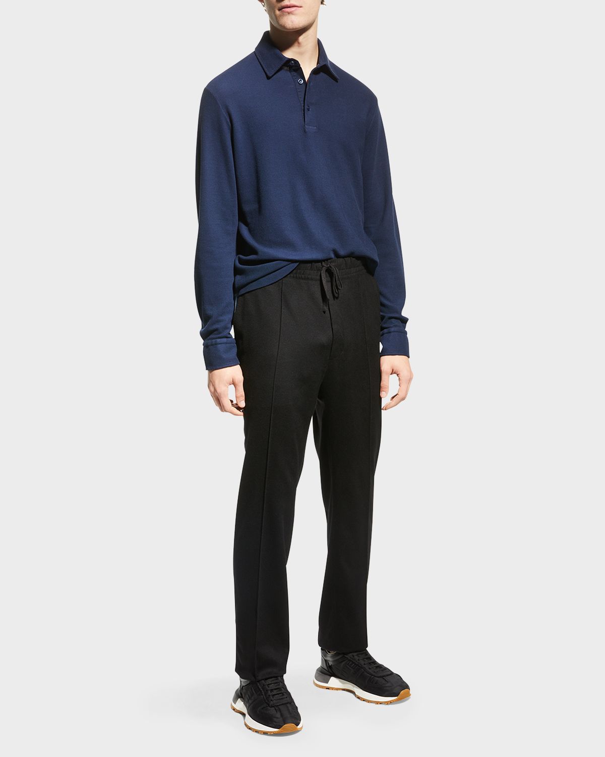 Loro Piana Men 's Long-Sleeve Pique Polo Shirt