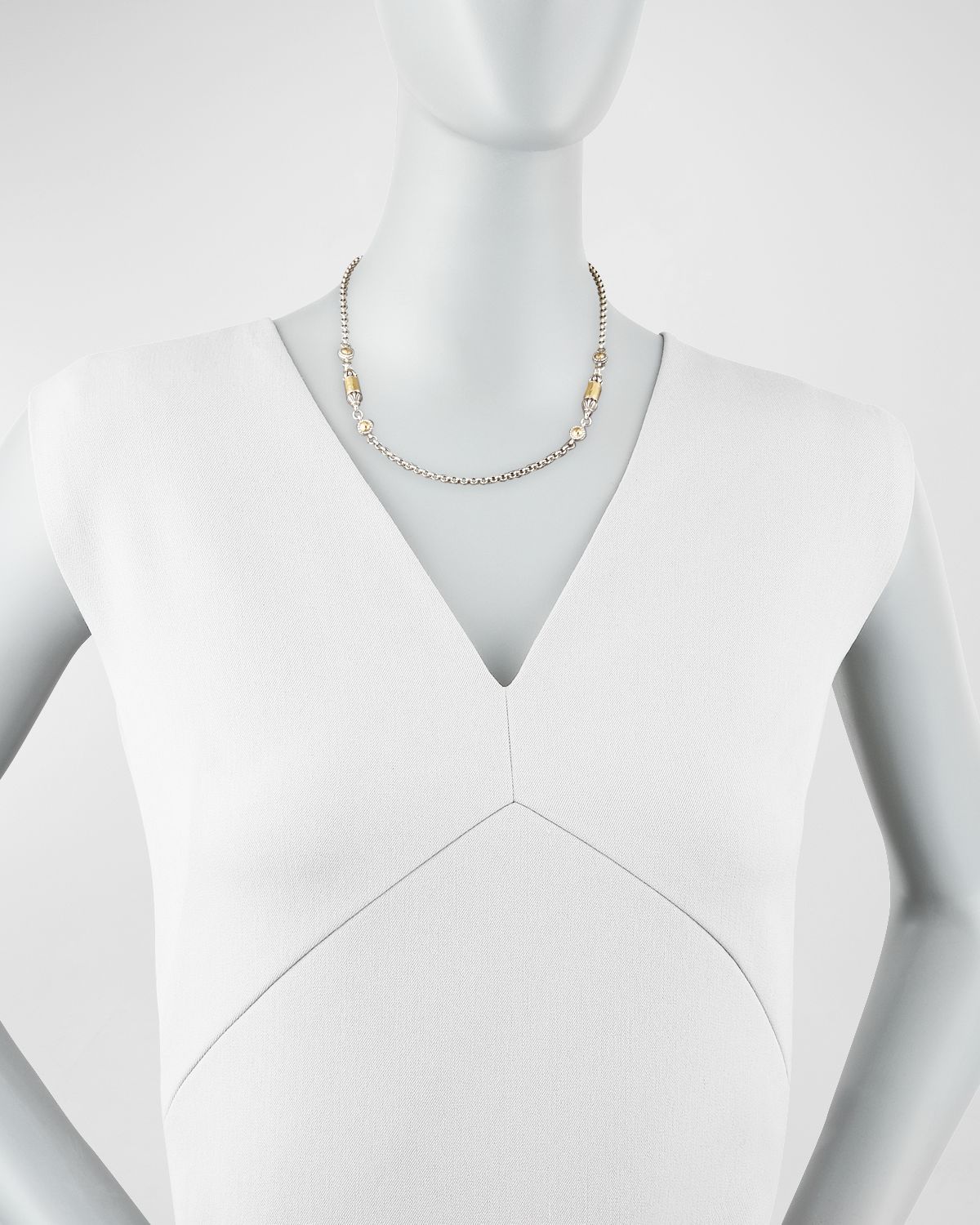 Konstantino Gold Bullet-Station Necklace, 18"L