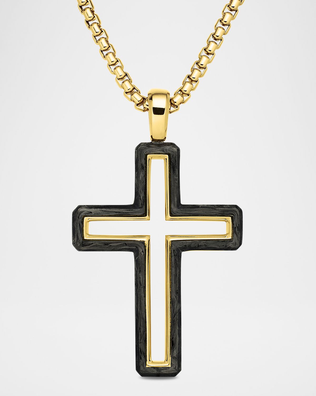 David Yurman Men 's Forged Carbon Cross Pendant in 18K Gold, 37mm