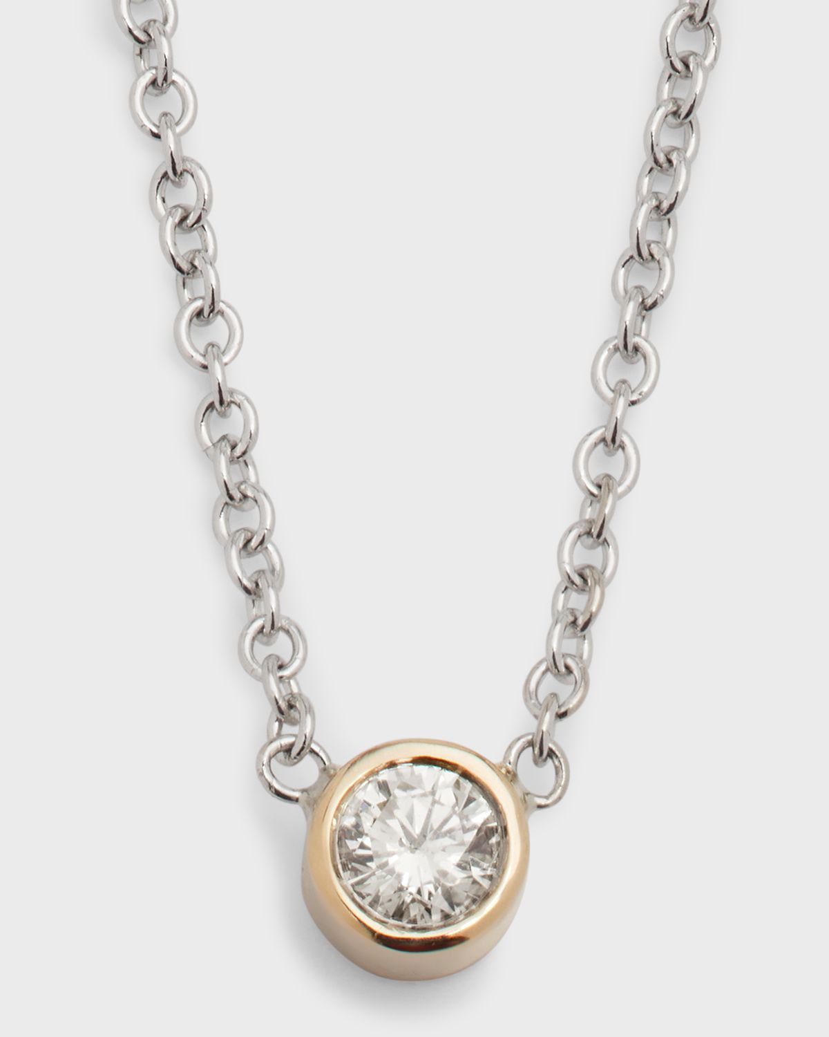 Zoe Lev Jewelry 14K White Gold 0.10ct Bezel Diamond Necklace, 16-18"L