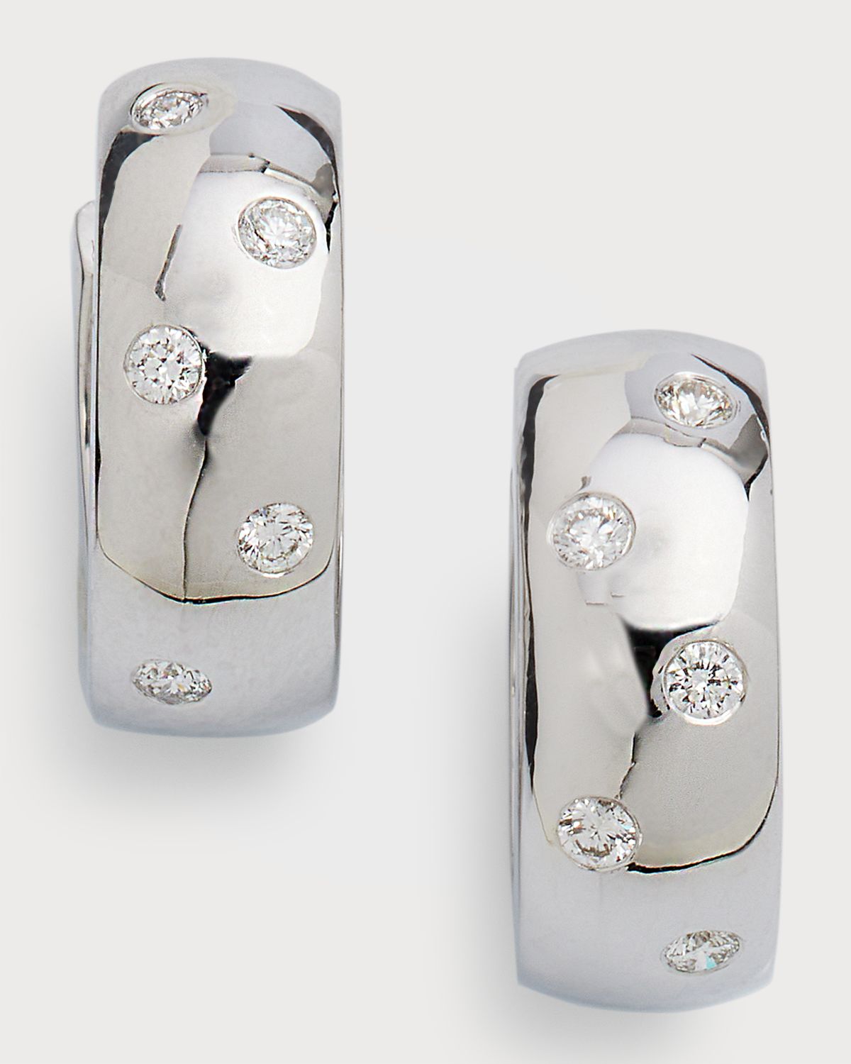 Roberto Coin 18k Yellow/White Gold Diamond Huggie Hoop Earrings