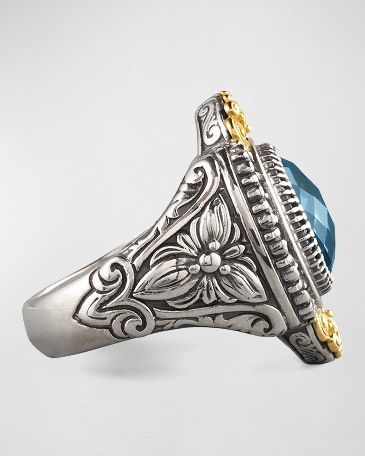 Konstantino Pave London Blue Topaz Ring