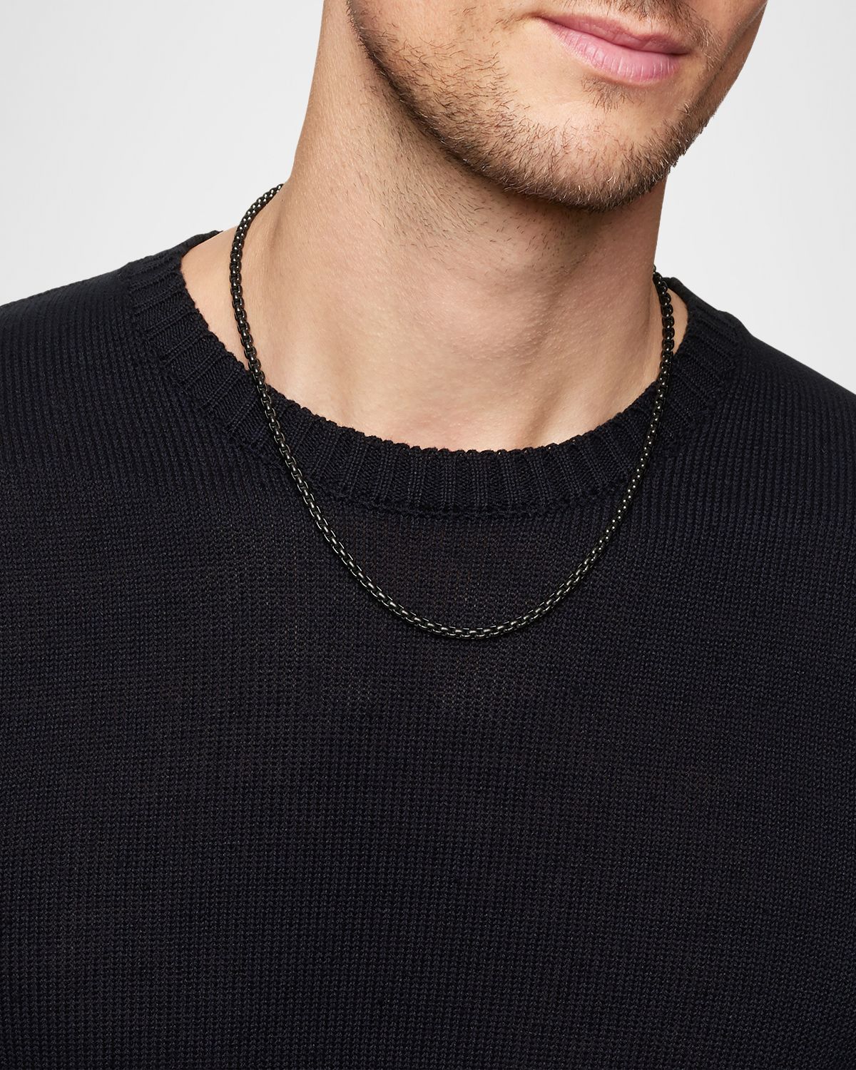 David Yurman Men 's Box Chain Necklace in Darkened Stainless Steel