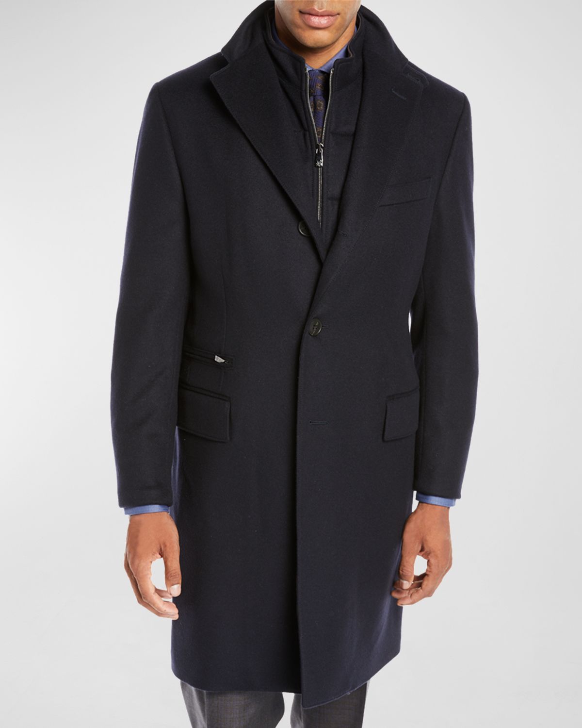 Corneliani Men 's ID Wool Top Coat, Navy