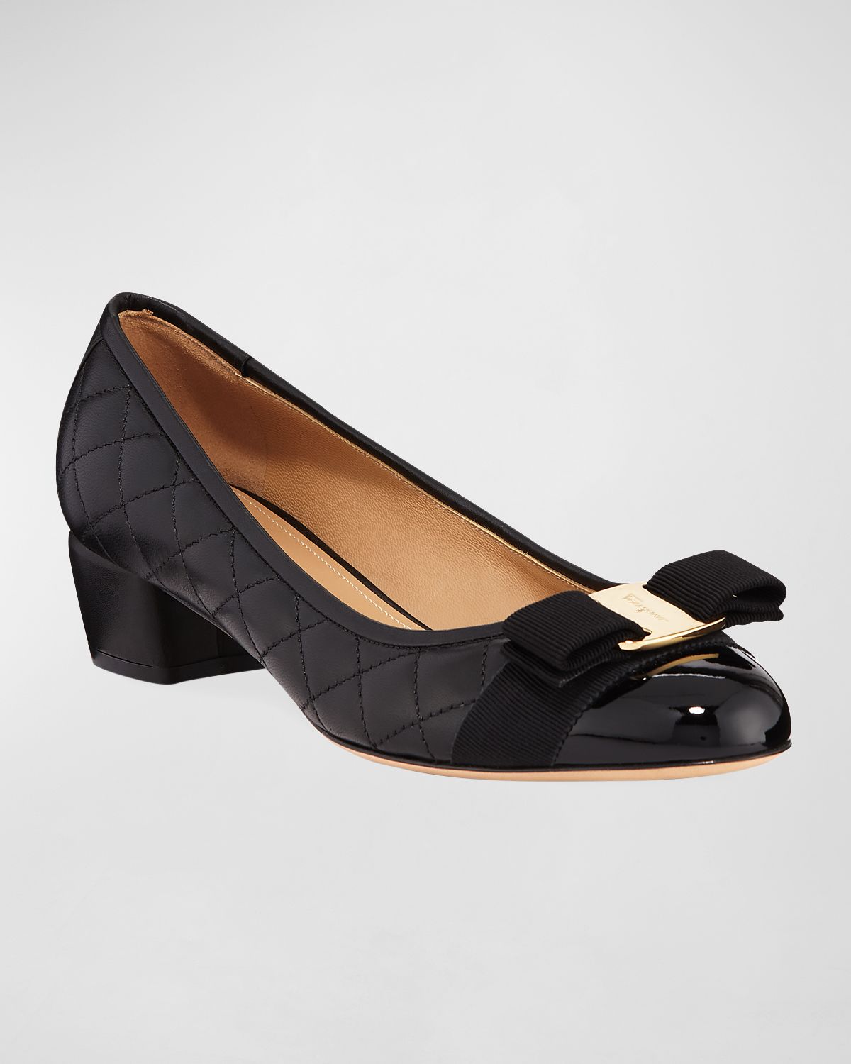 Ferragamo Vara Quilted Bow Ballet Pumps