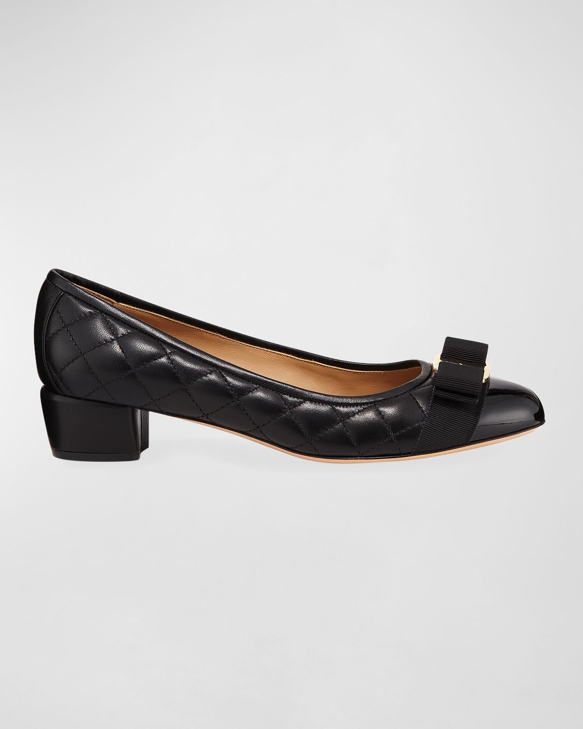 Ferragamo Vara Quilted Bow Ballet Pumps