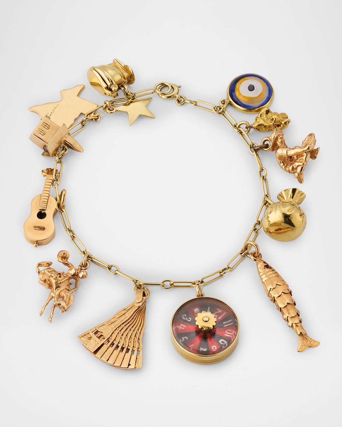 NM Estate Estate 14K Yellow Gold Texas Charm Bracelet