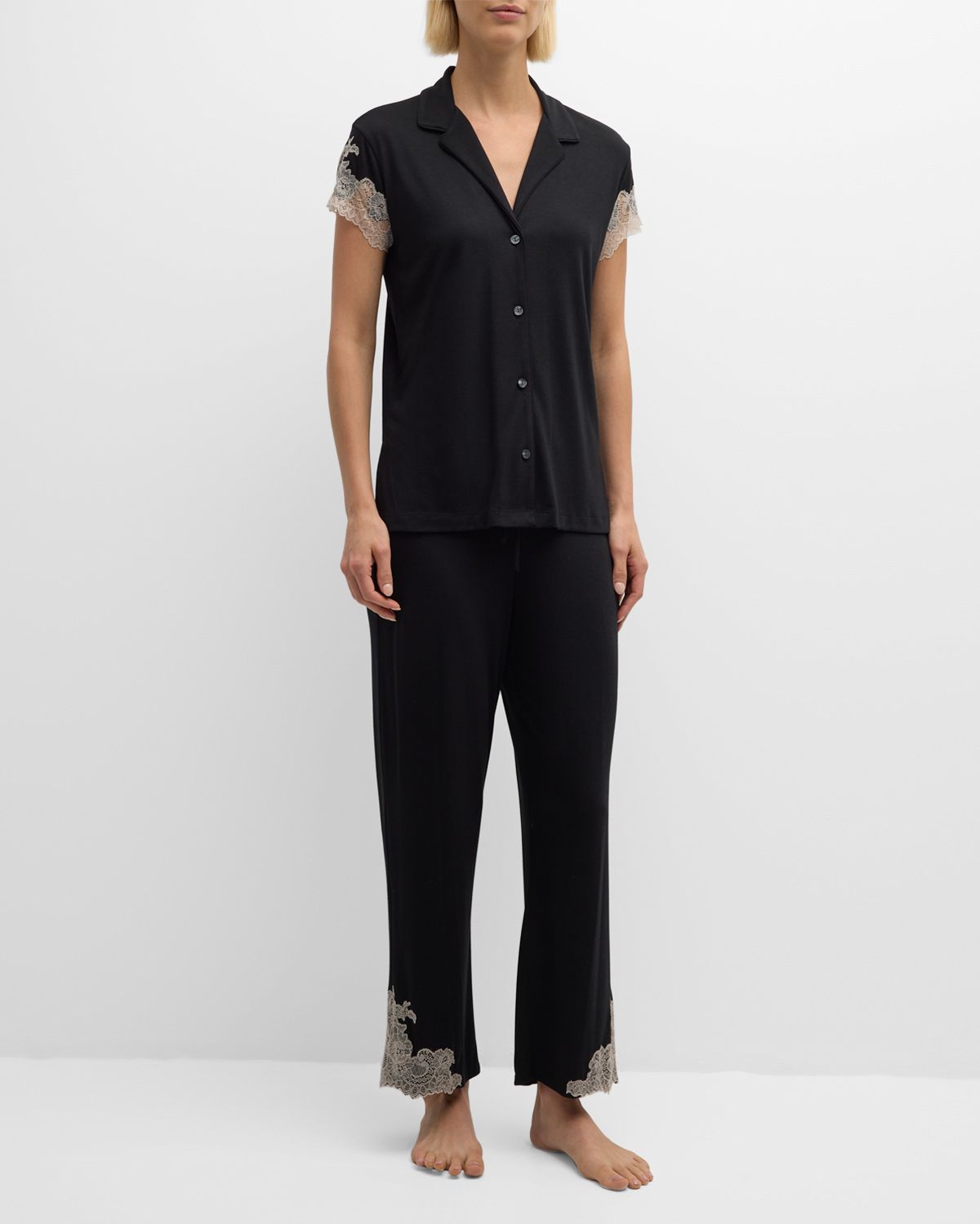 Natori Luxe Shangri-La Short-Sleeve Pajama Set