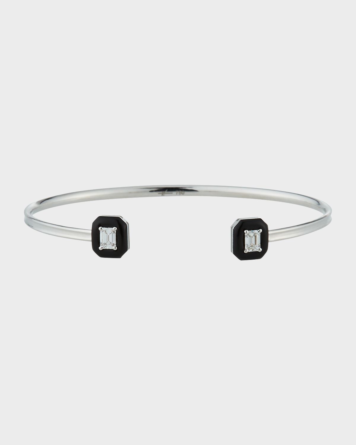 Nikos Koulis Oui 18k White Gold Diamond & Black Enamel Octagon Bangle Bracelet