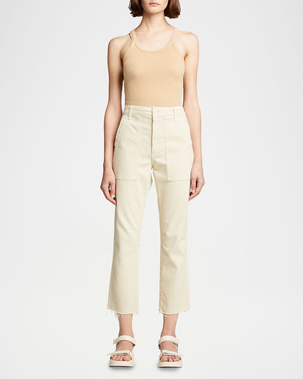 RE/DONE Ribbed Scoop-Neck Fitted Tank