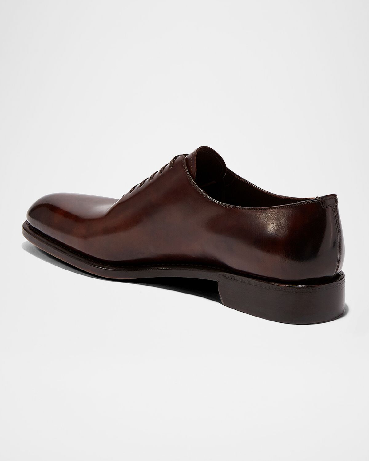 Ferragamo Men's Angiolo Tramezza Whole-Cut Leather Lace-Up Shoes