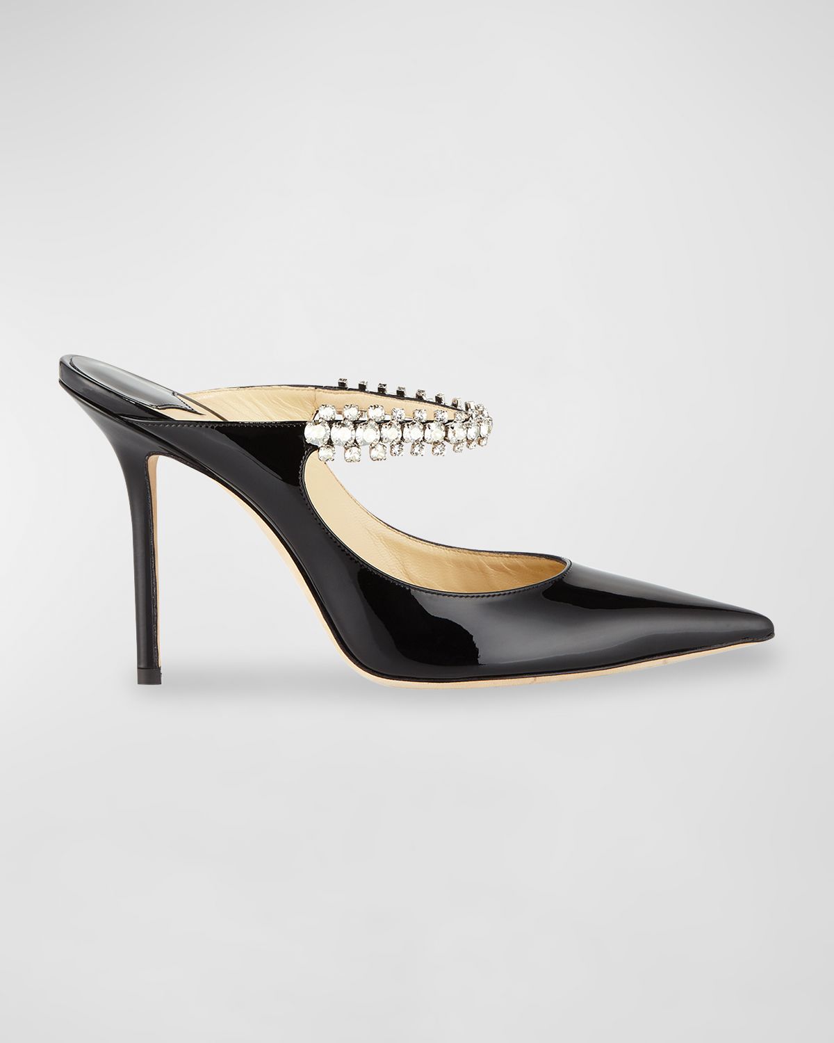 Jimmy Choo Bing Patent Crystal-Strap High-Heel Pumps
