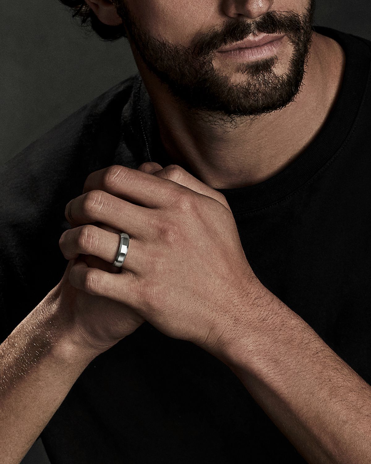 David Yurman Men 's Beveled Band Ring in Titanium, 6mm