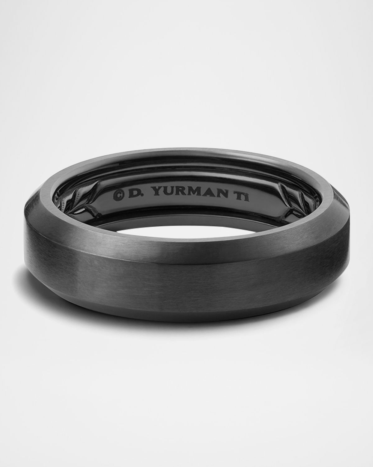 David Yurman Men 's Beveled Band Ring in Titanium, 6mm