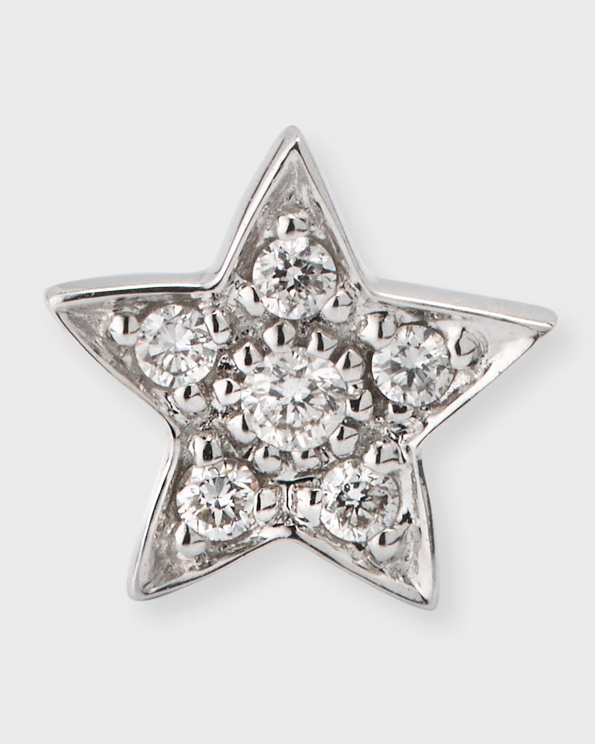 Sydney Evan 14k White Gold Pave Star Stud Earring, Single