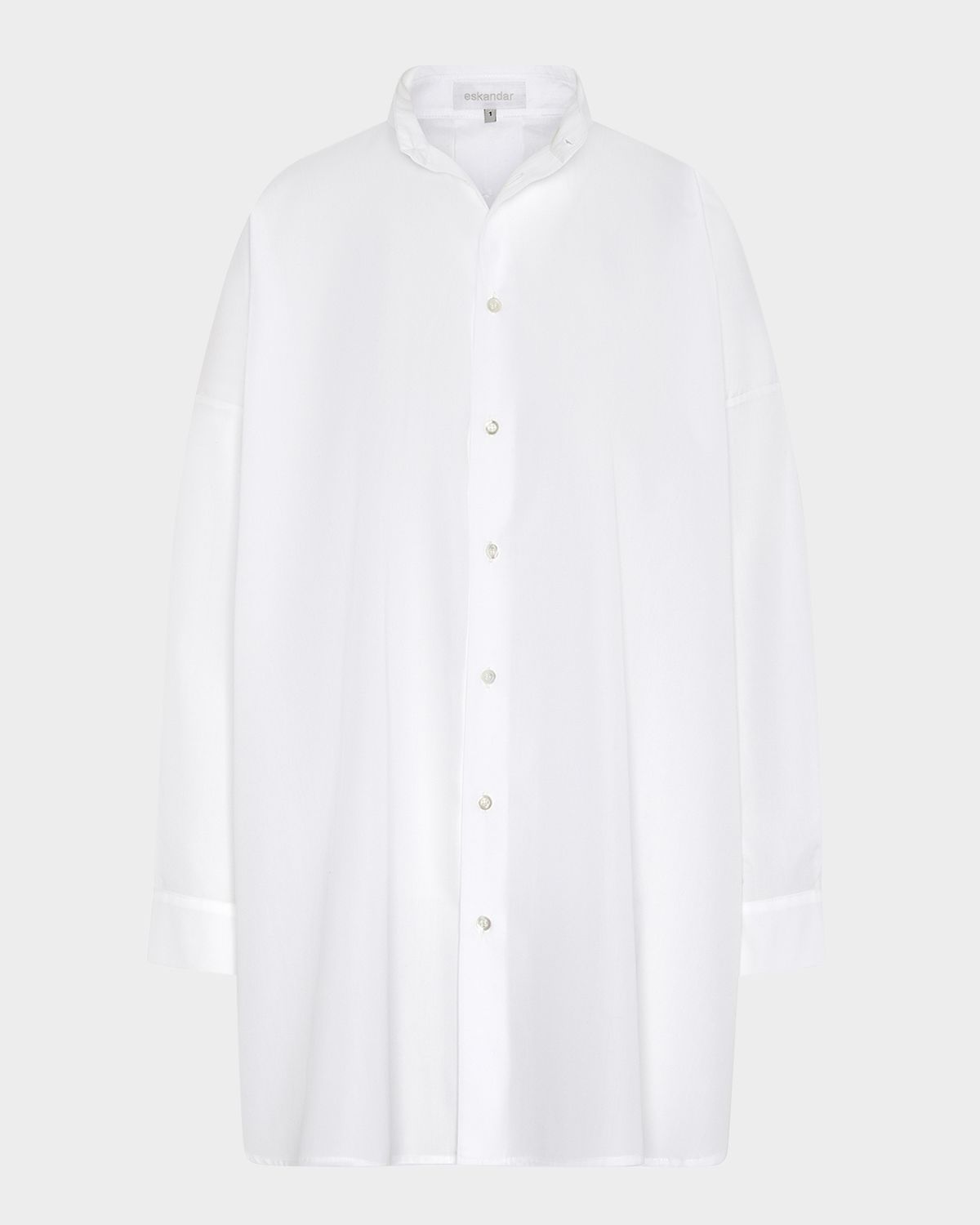 Eskandar Slim A-Line Two Collar Shirt With Step Insert (Long Length) | Thumbnail 8