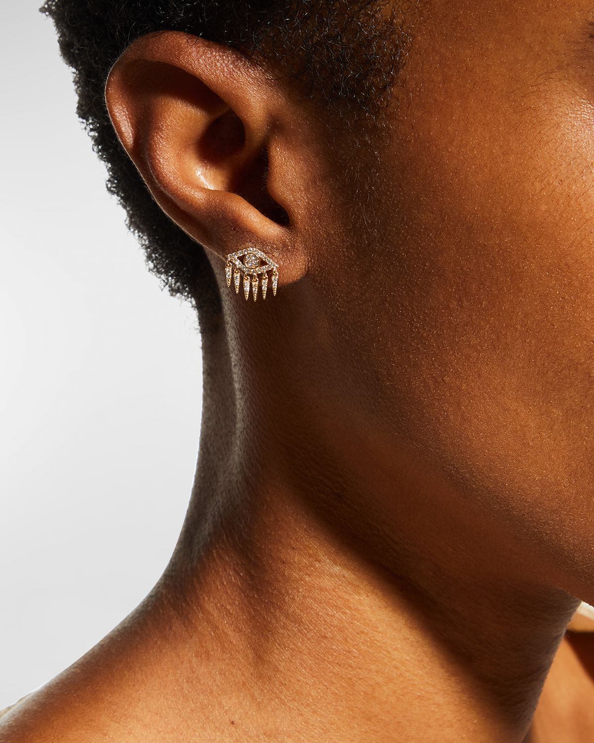 Sydney Evan 14k Diamond Evil Eye Fringe Earring (Single)