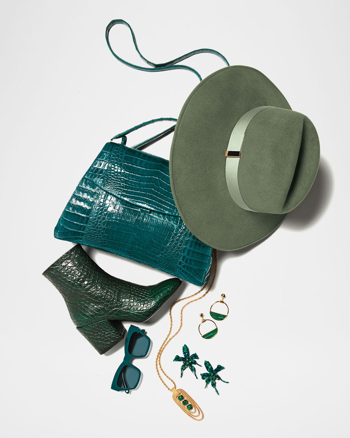 Ben-Amun Triple-Malachite Pendant Necklace