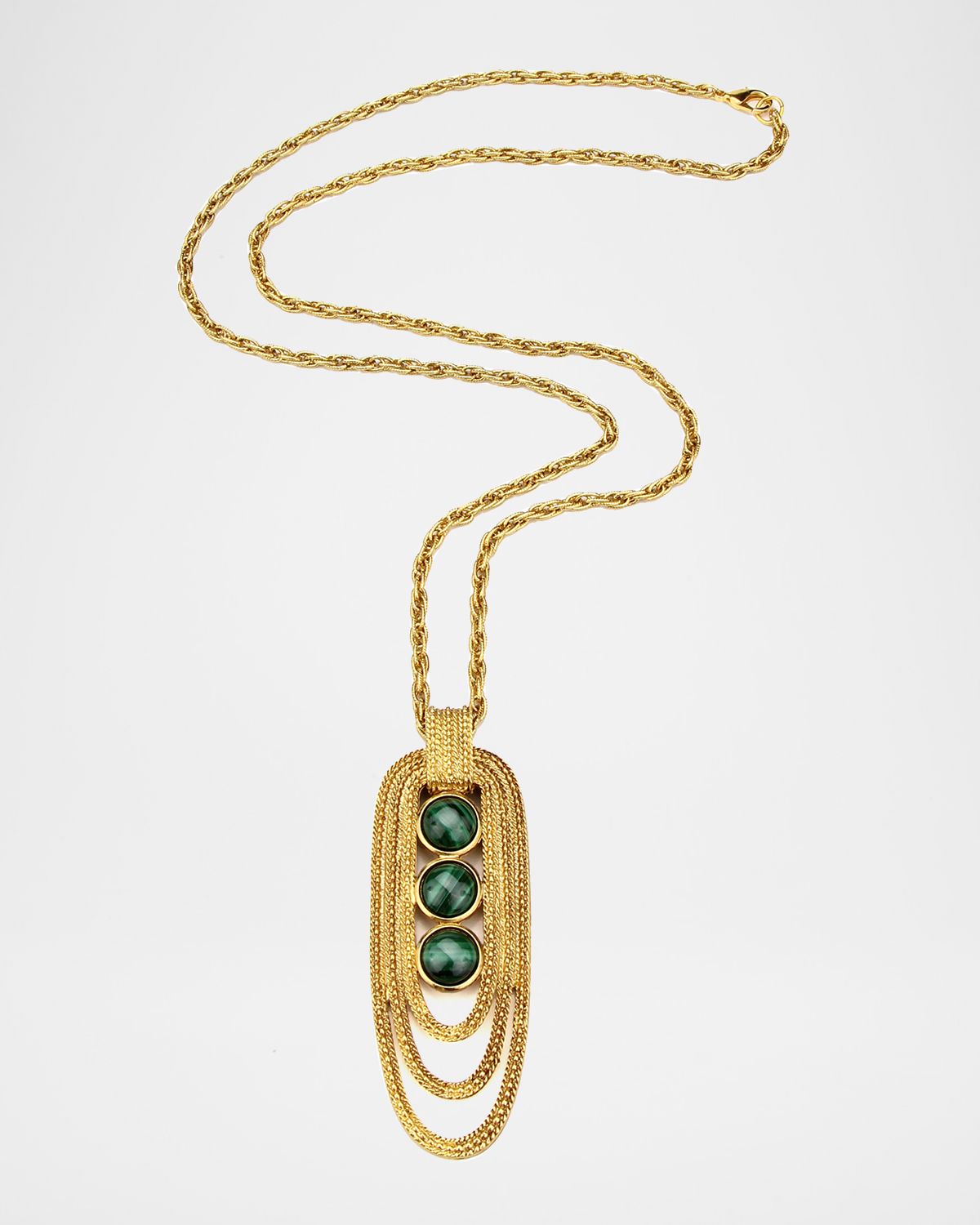 Ben-Amun Triple-Malachite Pendant Necklace