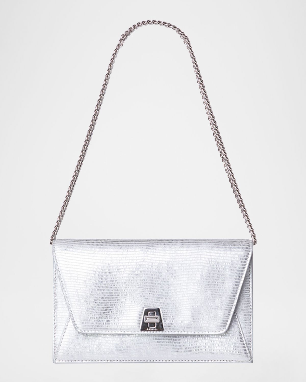 Akris Anouk Lizard-Print Clutch Bag w/ Chain