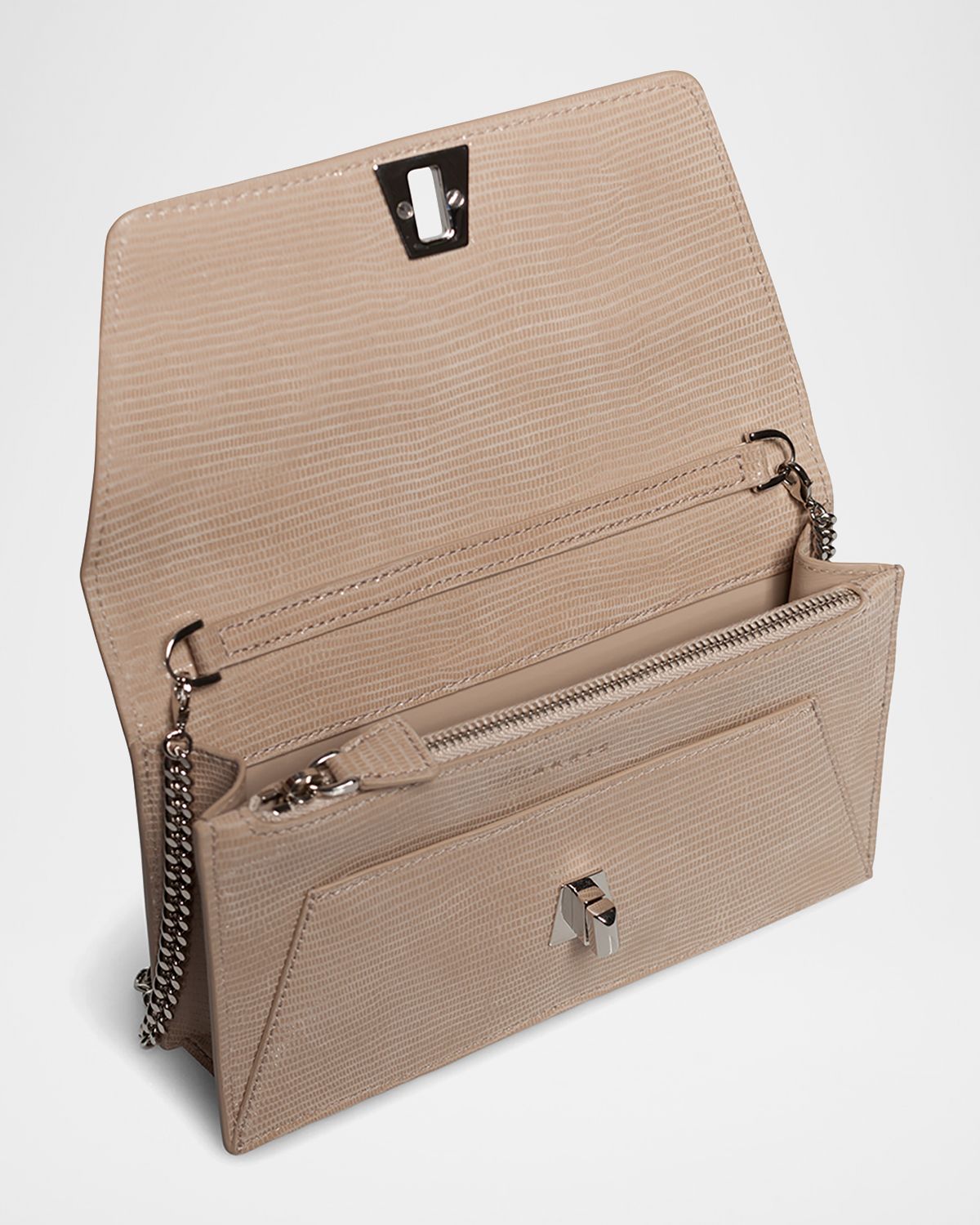 Akris Anouk Lizard-Print Clutch Bag w/ Chain