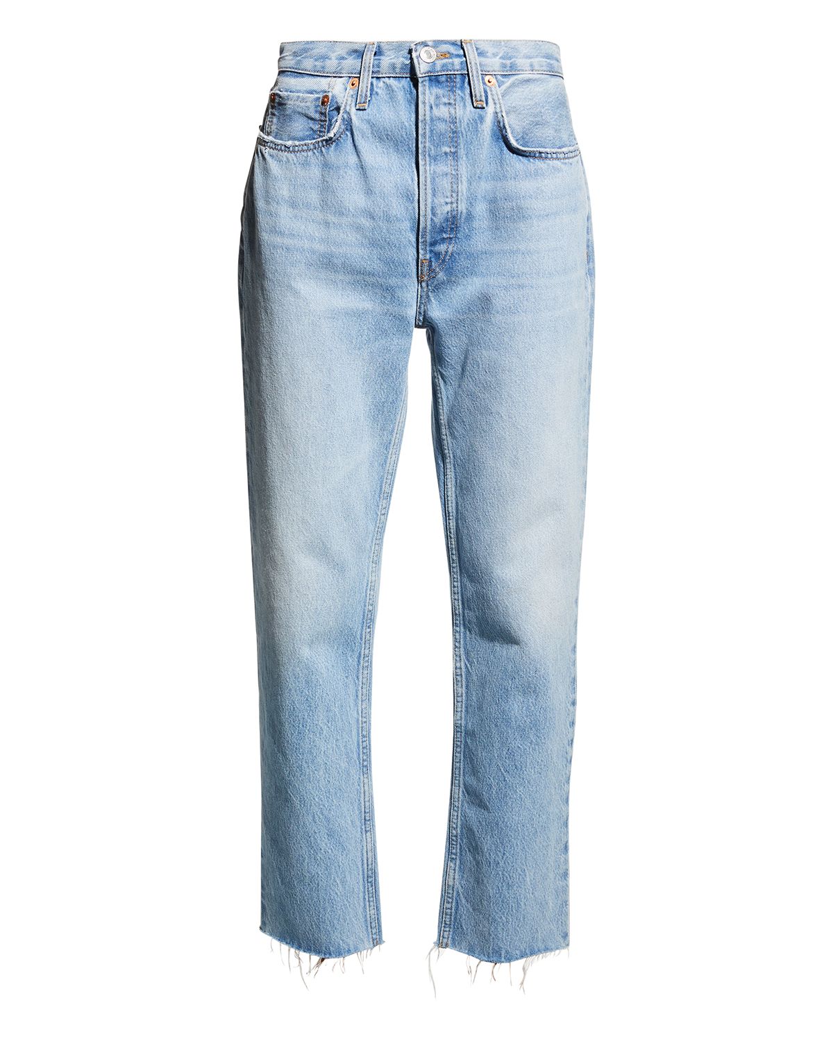 RE/DONE High-Rise Stovepipe Jeans with Raw-Edge Hem - Women's Clothing