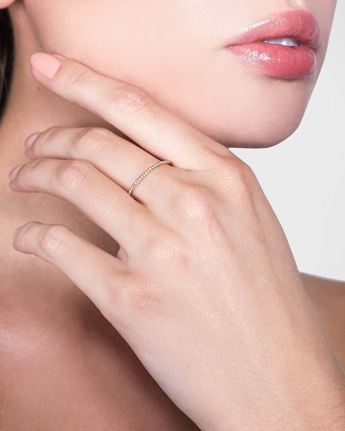 LANA 14K Gold Thin Flawless Diamond Stack Ring