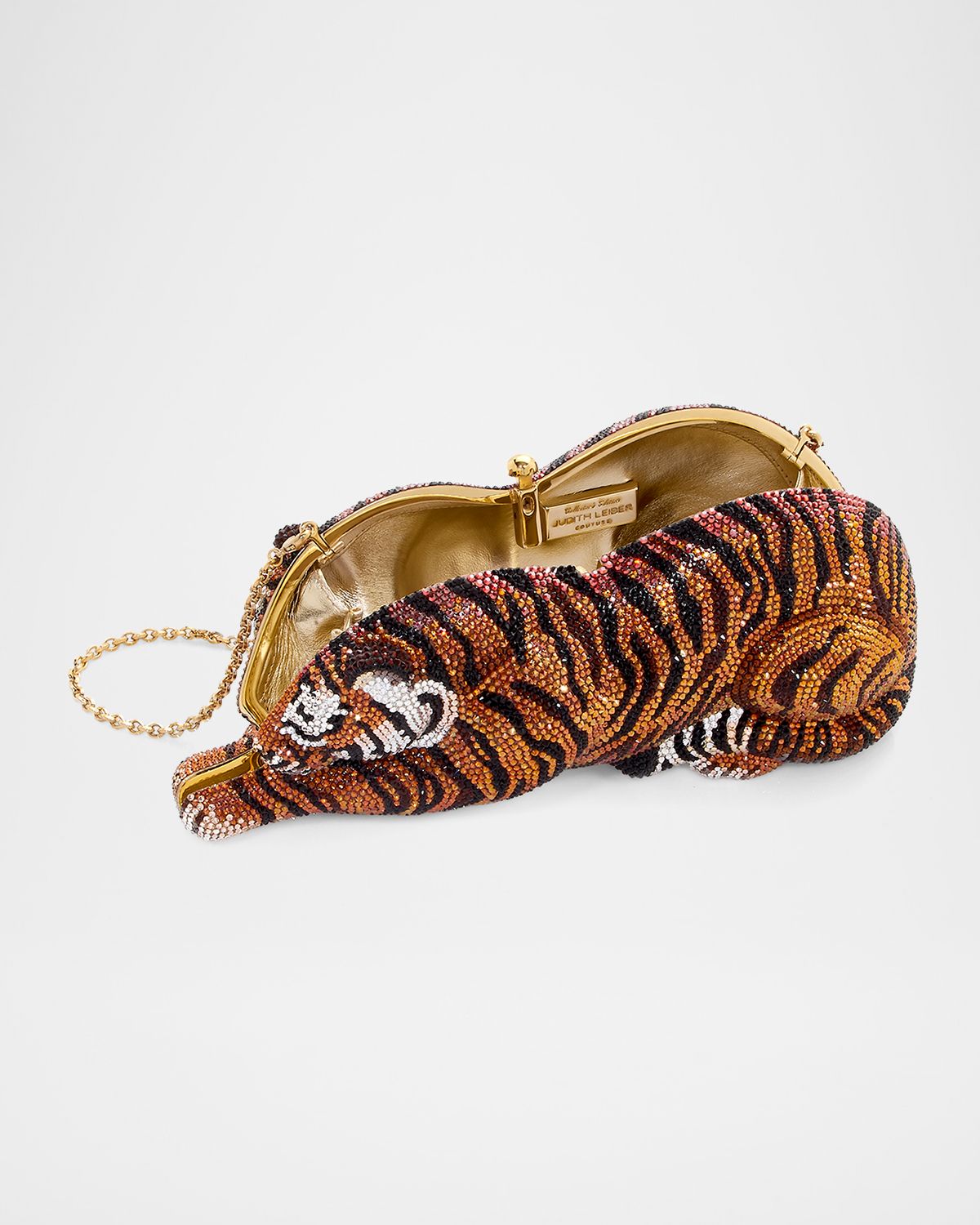 Judith Leiber Couture Tiger Crystal Minaudiere, Copper
