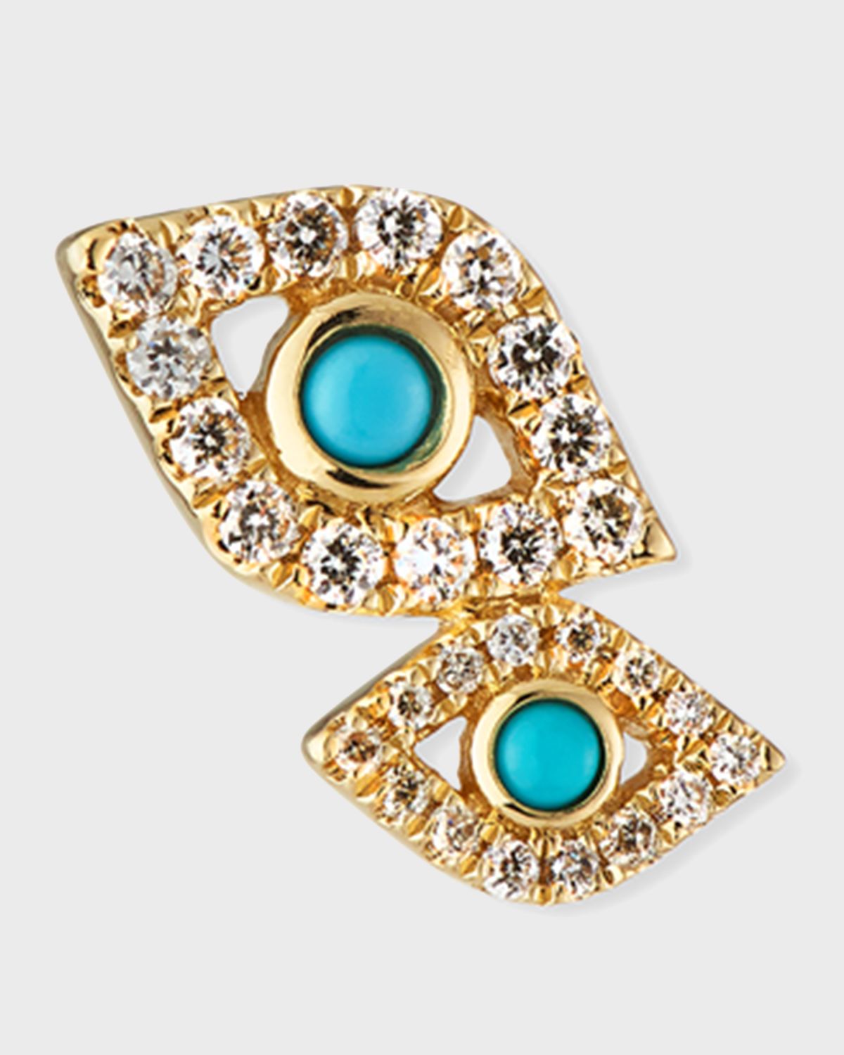 Sydney Evan 14k Gold Double Evil Eye Stud Earring (Single)