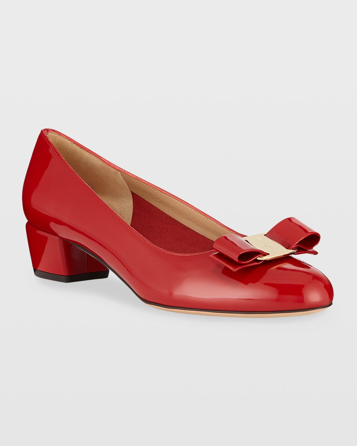 Ferragamo Vara Bow Patent Pumps