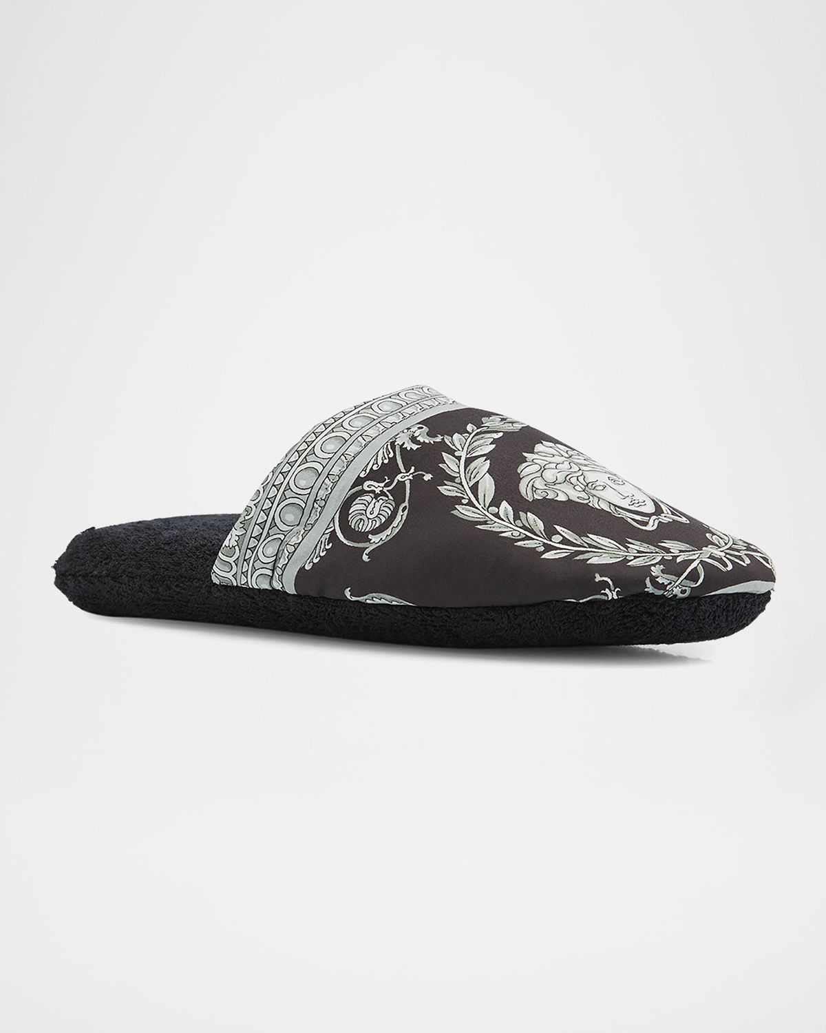 Versace Men 's Barocco-Print Mule Slippers