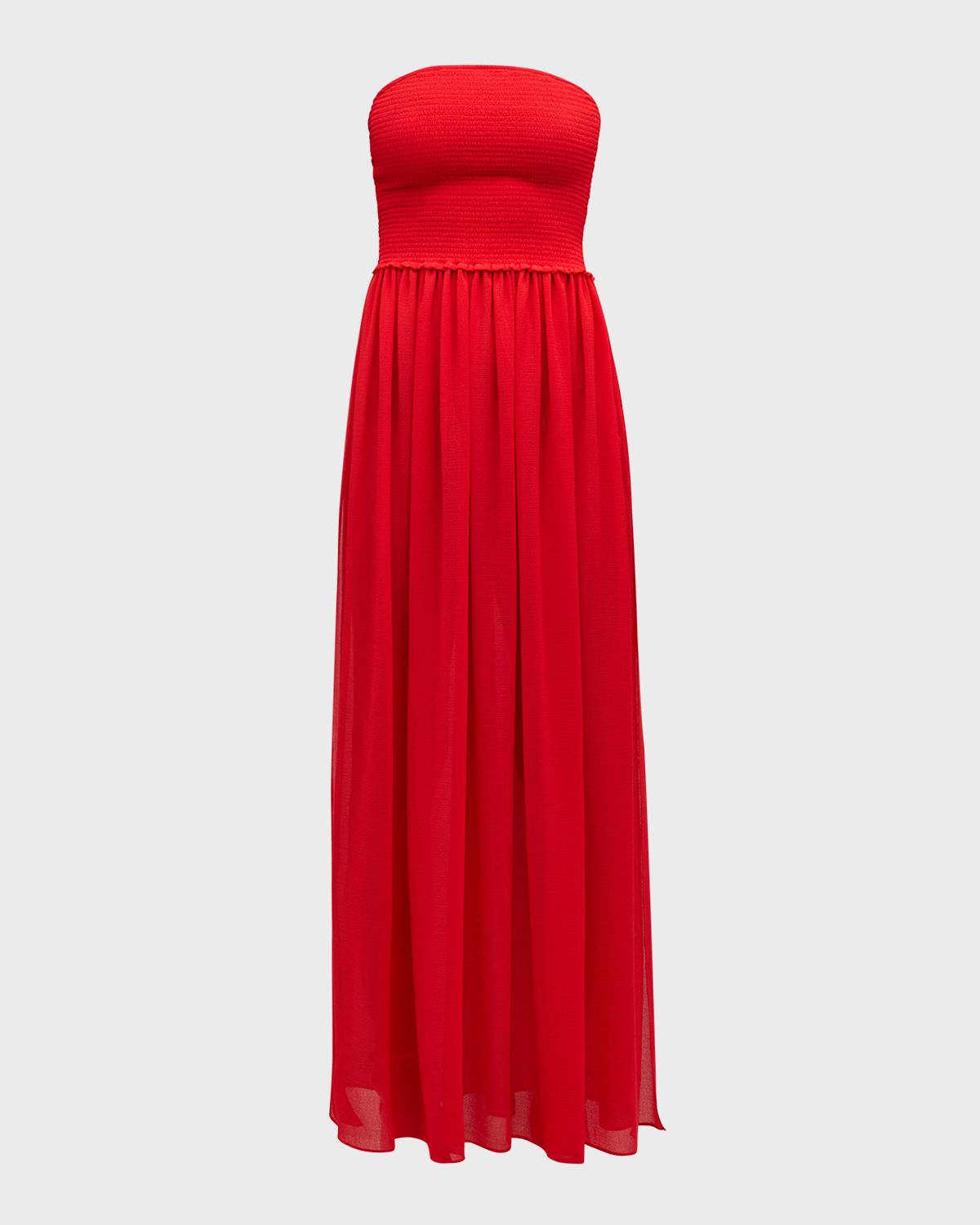 Ramy Brook Calista Smocked Strapless Side-Split Coverup Dress