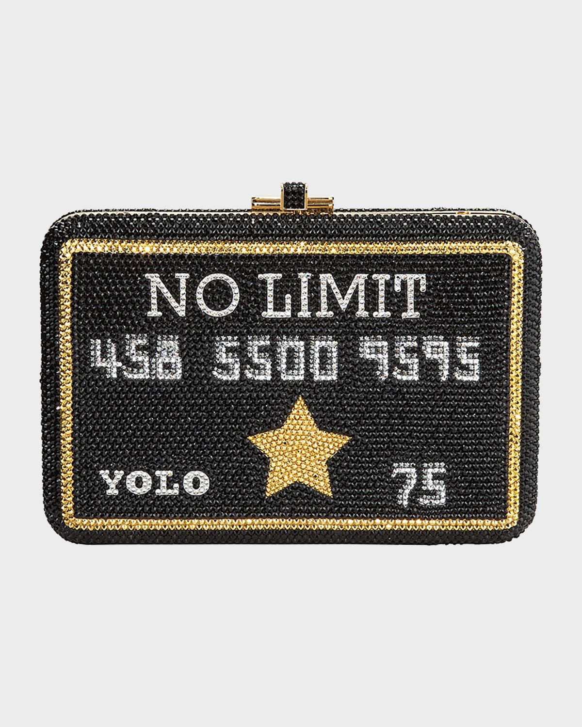 Judith Leiber Couture Black Card Slim Minaudiere Clutch
