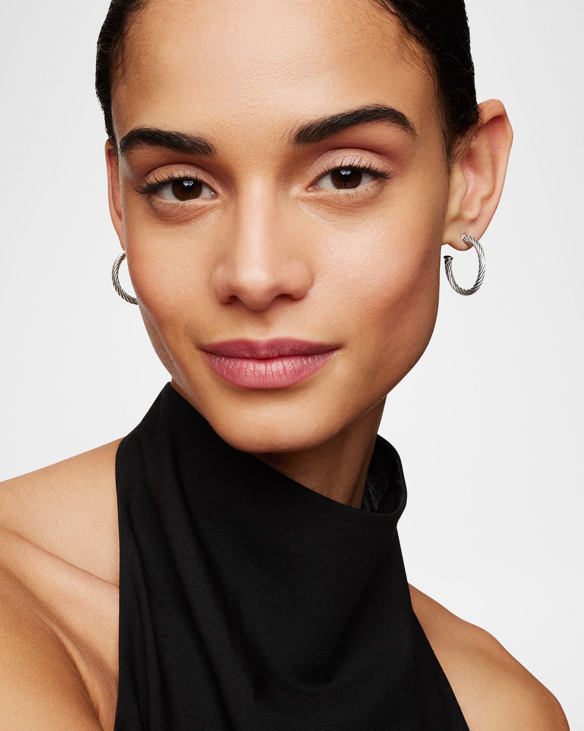 David Yurman Cable Collection Hoop Earrings in Silver, 0.75"L