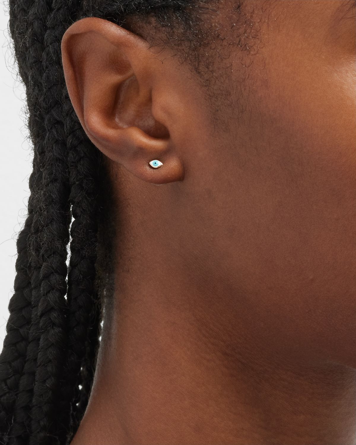 Sydney Evan 14K Gold Enamel Evil Eye Stud Earring, Single