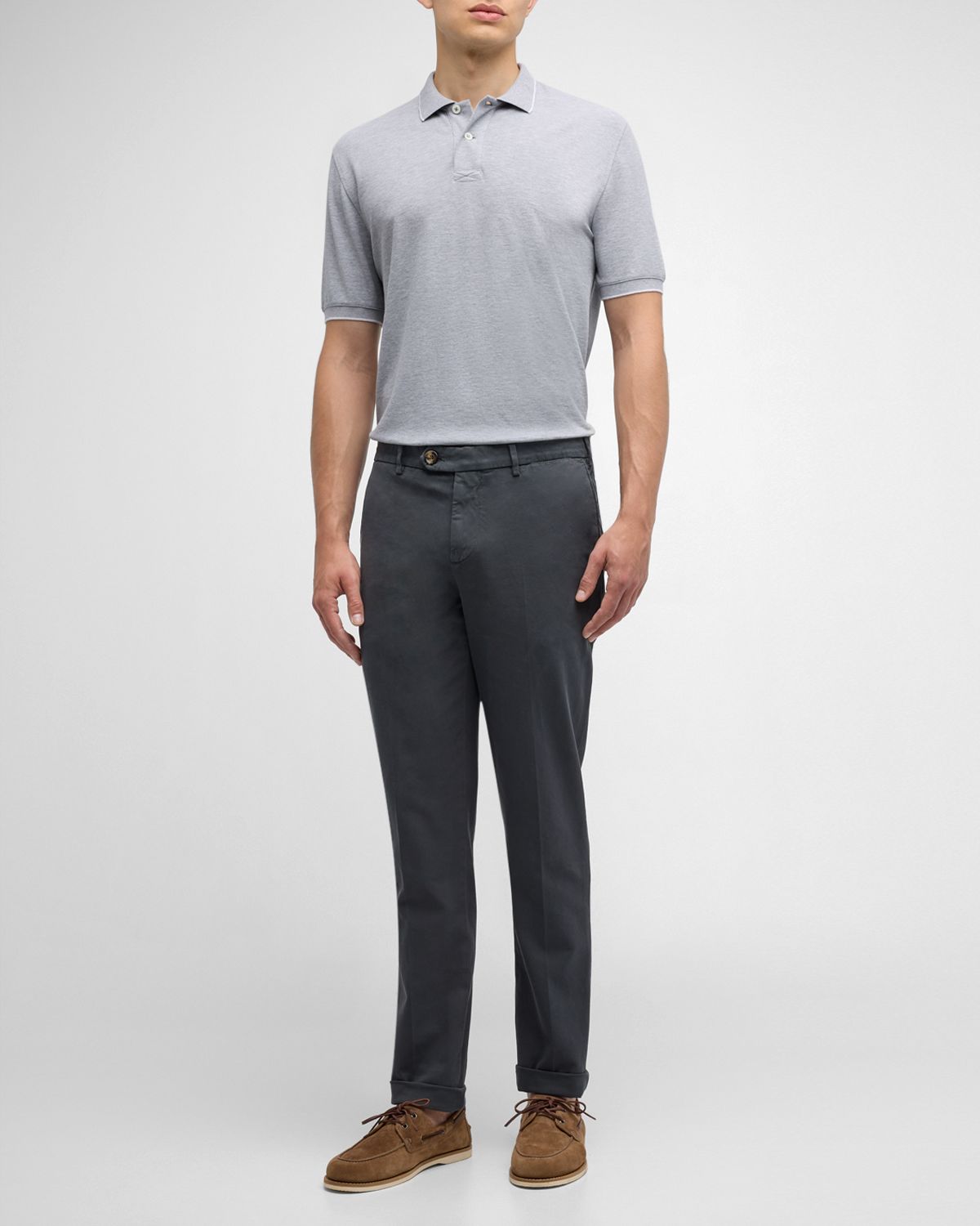 Brunello Cucinelli Men 's Solid Pique Polo Shirt