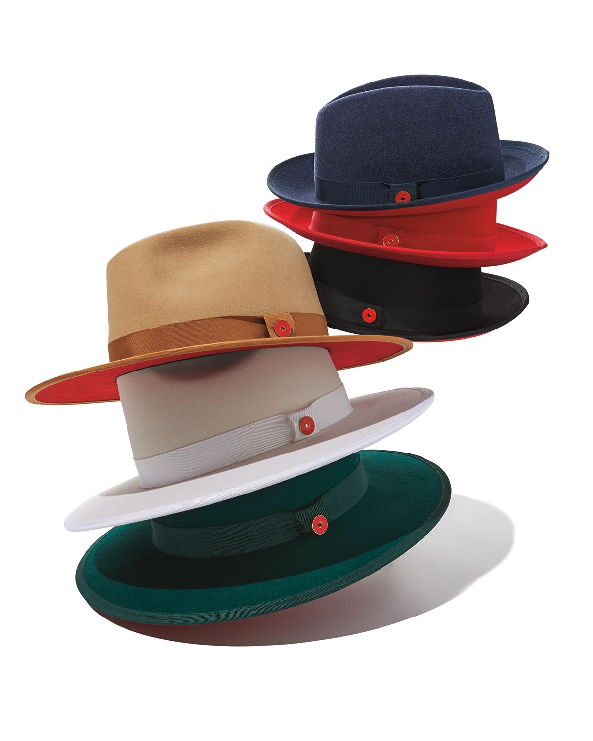 Keith James King Red-Brim Wool Fedora Hat, Blue
