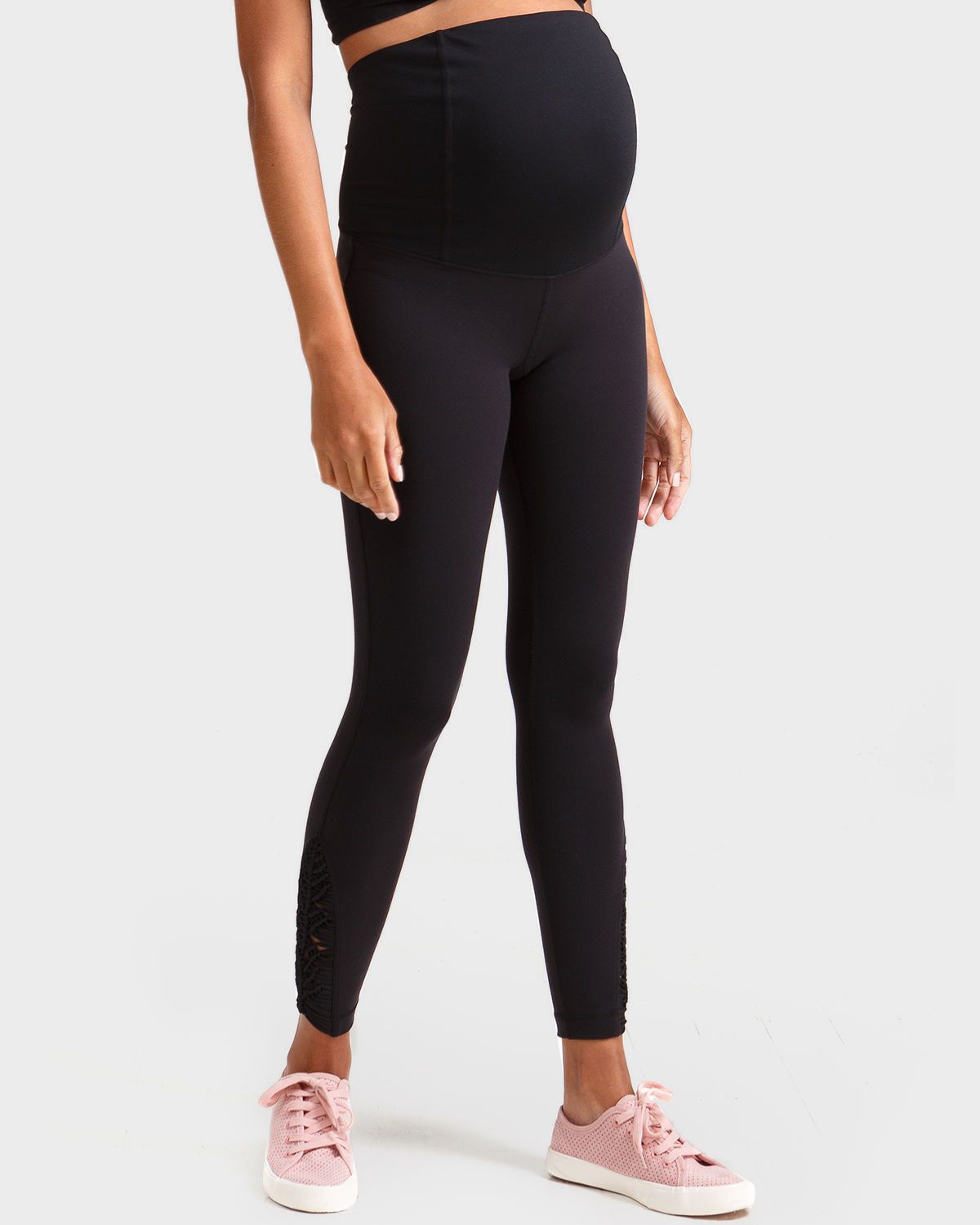 Ingrid & Isabel Maternity Active Ankle-Length Leggings with Macrame Detail