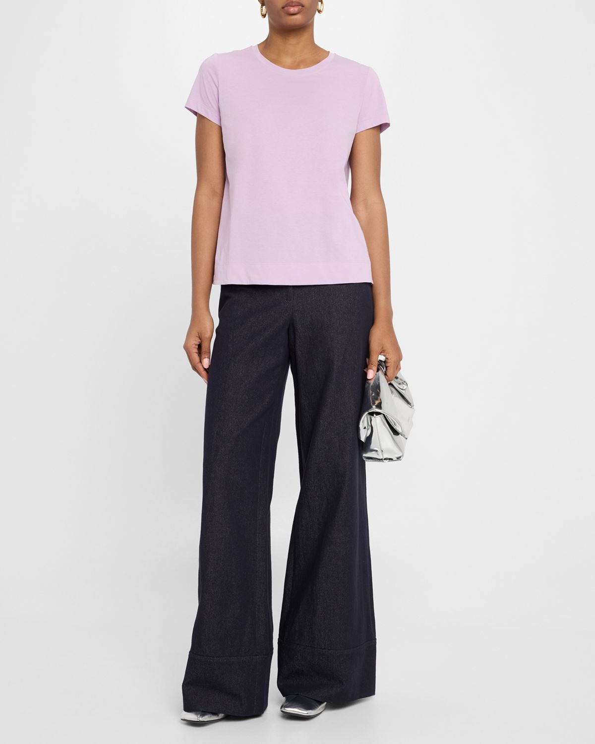 Lafayette 148 New York Modern Short-Sleeve Cotton Jersey Tee