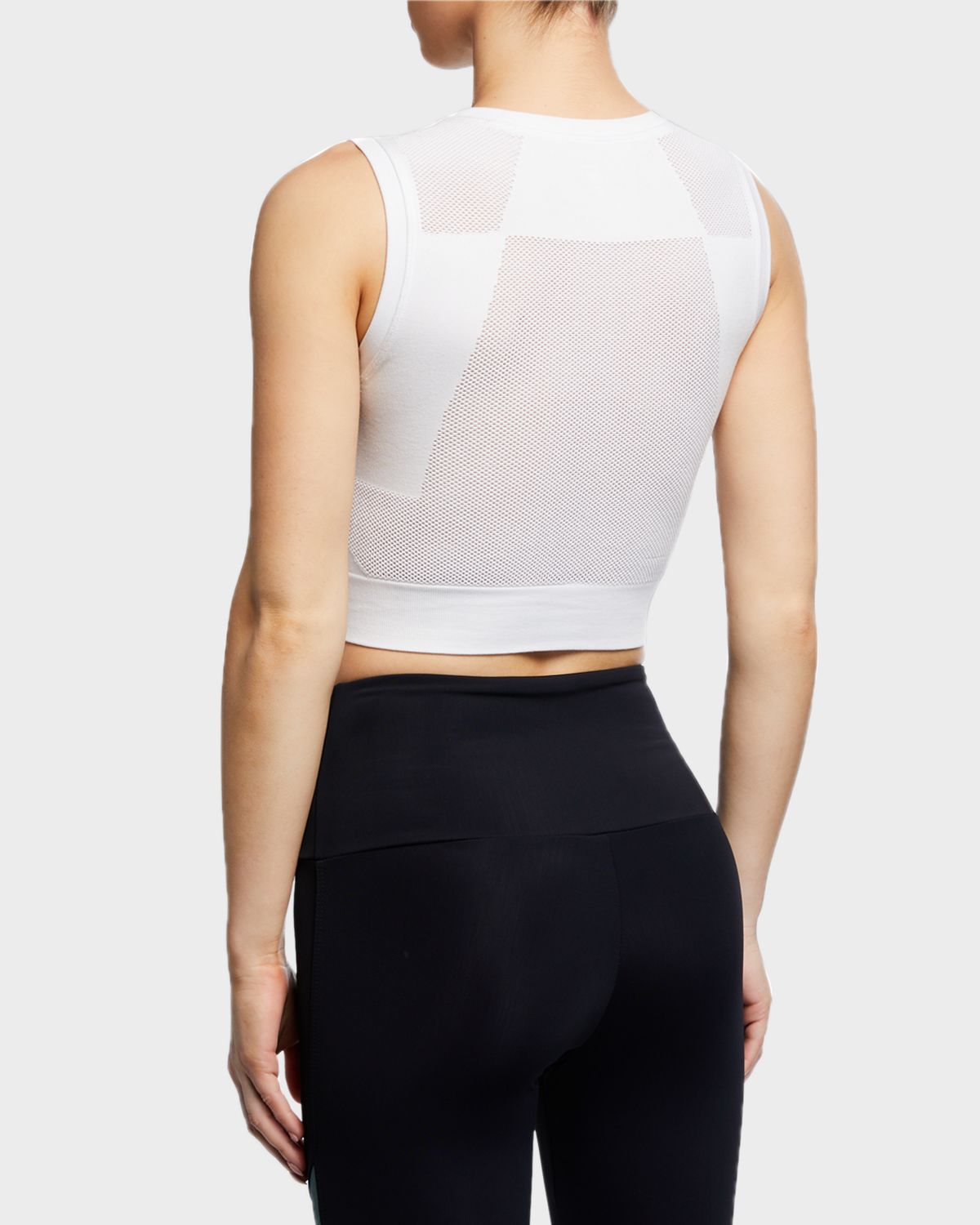 Blanc Noir Infinity Crop Sleeveless Mesh Active Top
