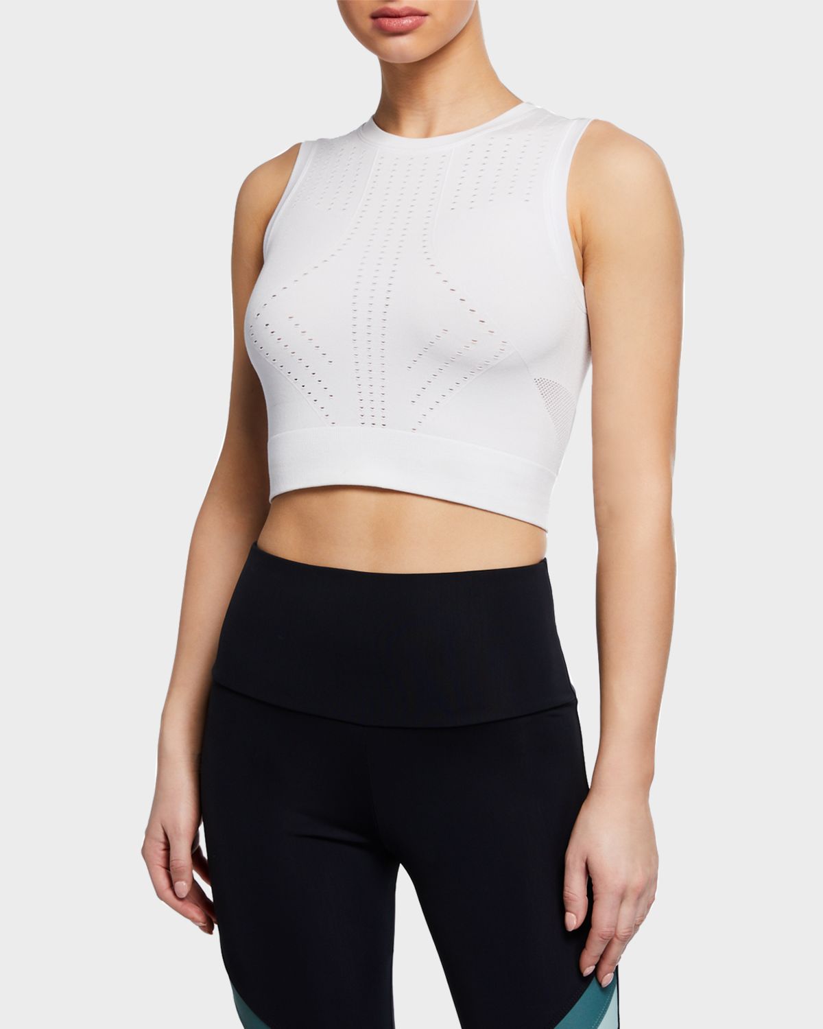 Blanc Noir Infinity Crop Sleeveless Mesh Active Top