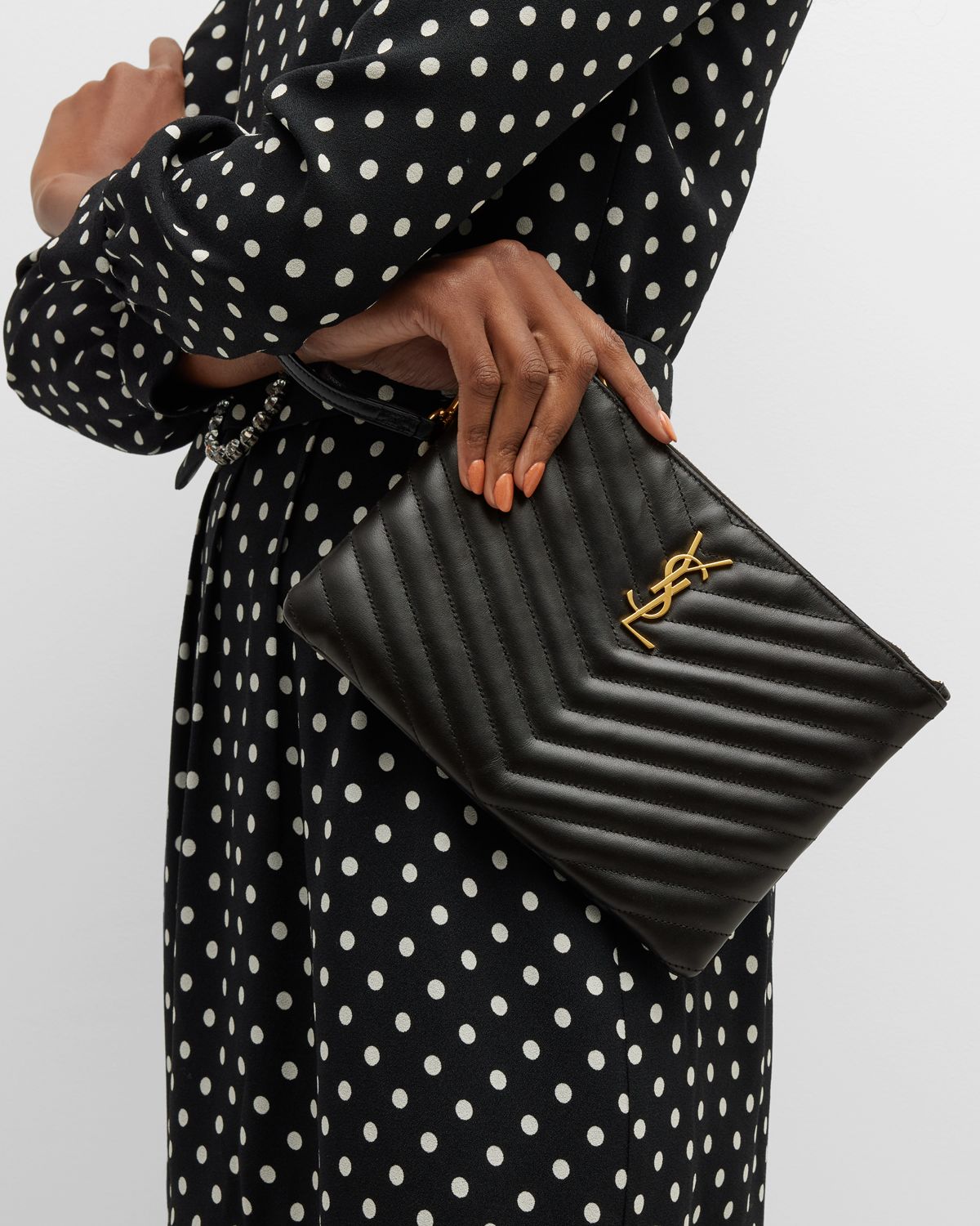 Saint Laurent YSL Monogram Small Pouch in Smooth Leather