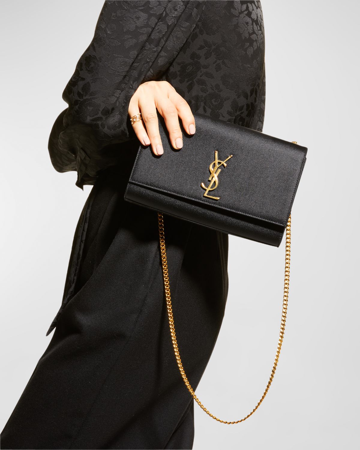 Saint Laurent Kate Medium YSL Crossbody Bag in Grained Leather